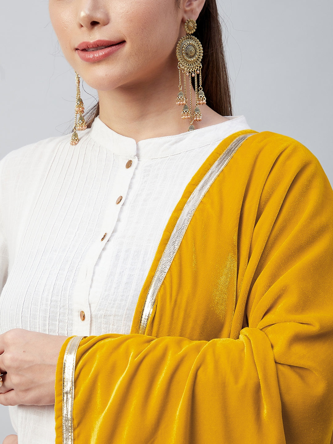 Mustard Solid Velvet Shawl