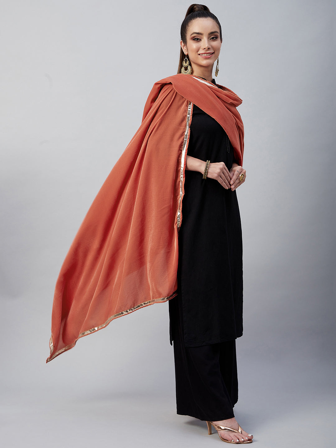 Rust Solid Velvet Shawl