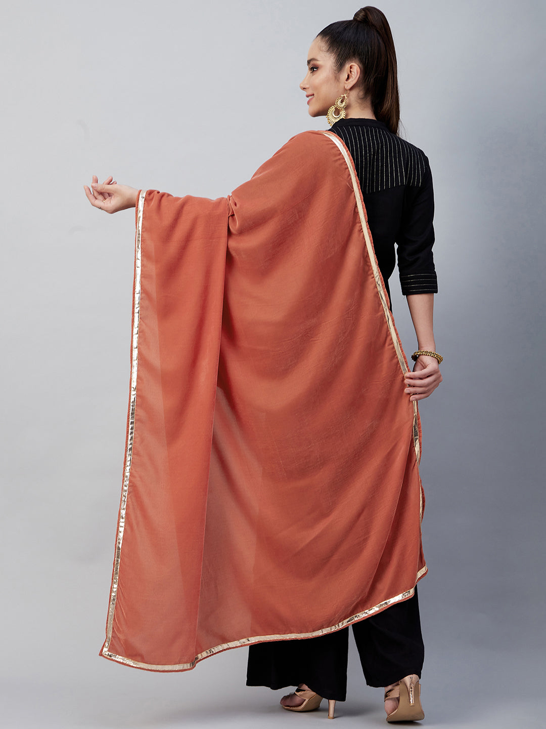 Rust Solid Velvet Shawl