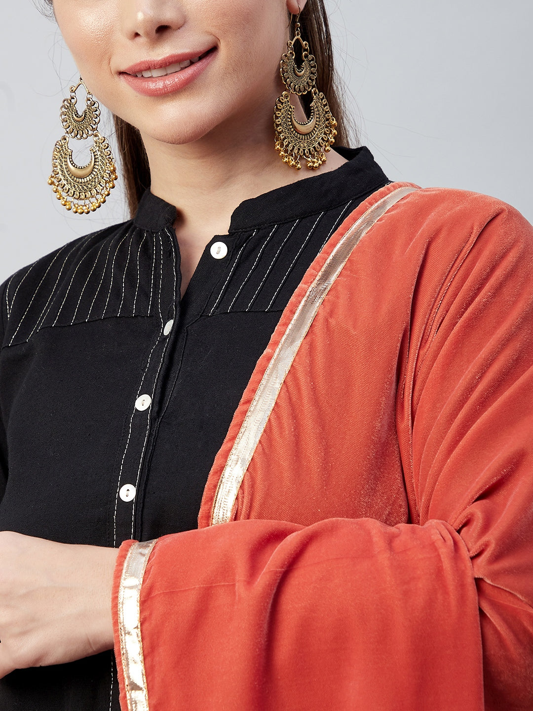 Rust Solid Velvet Shawl