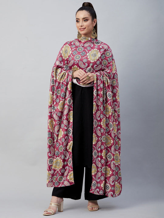 Red Printed Velvet Shawl