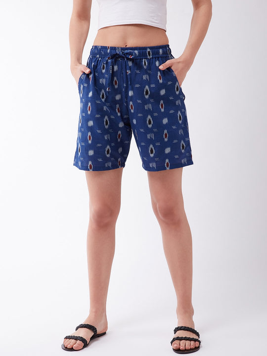 Blue Ikkat Shorts