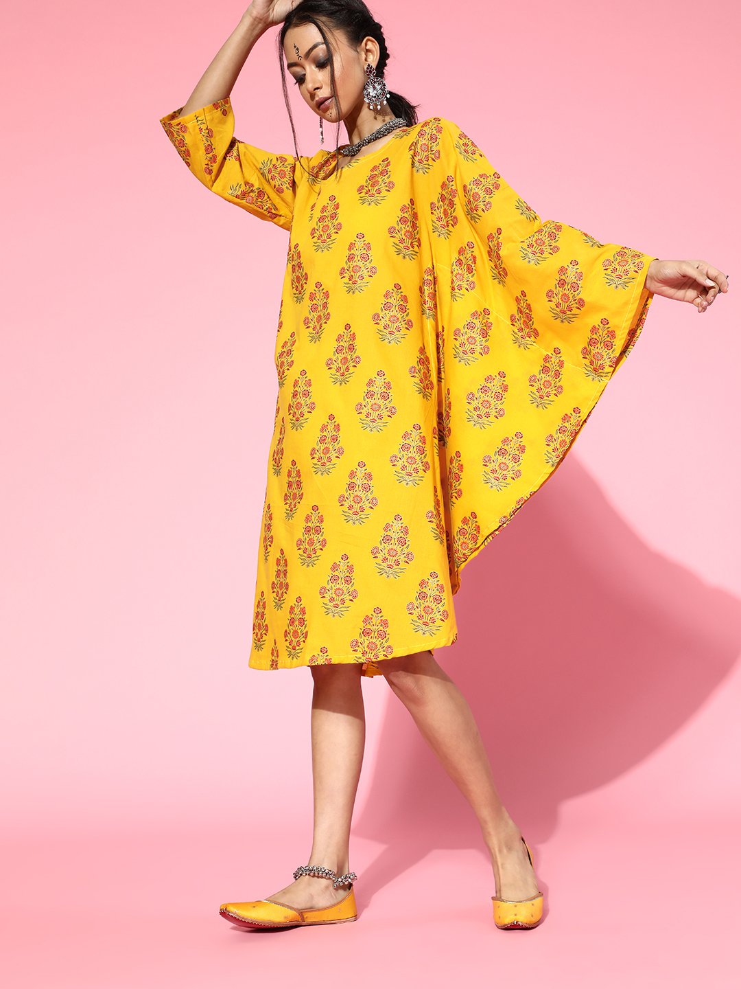 Mustard Asymmetrical Kaftan Dress