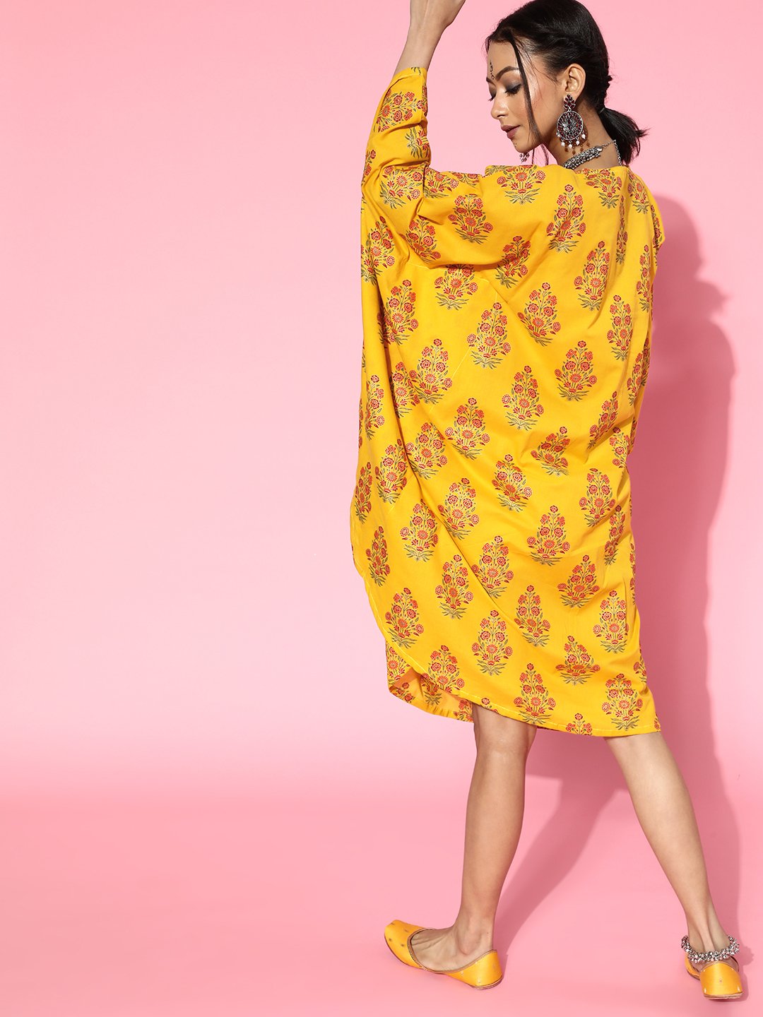 Mustard Asymmetrical Kaftan Dress