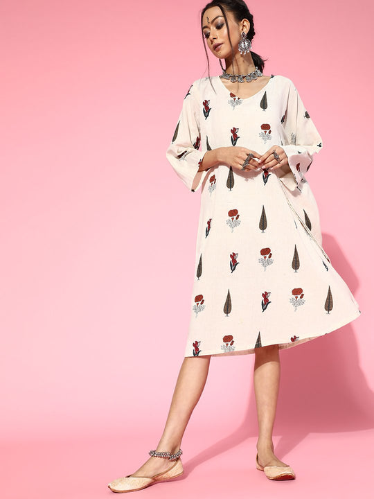 Coconut White Assymetrical Kaftan Dress