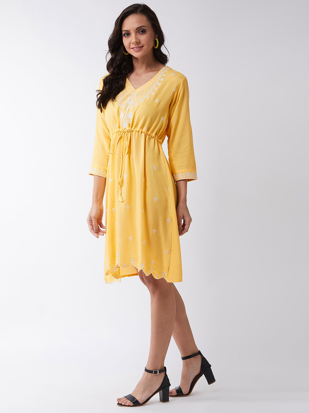 Sunshine Yellow Embroidered Dress