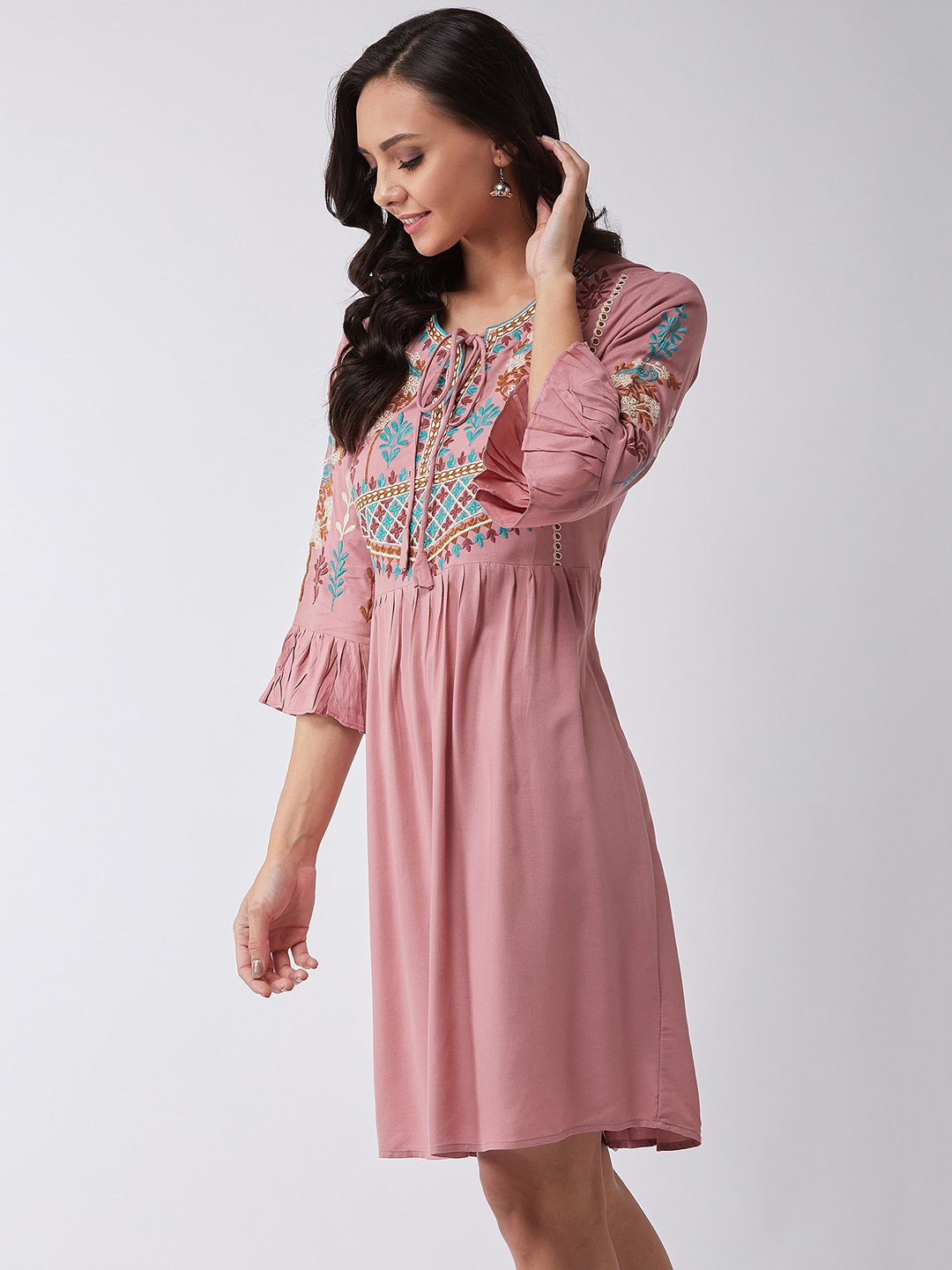 Ever Peach Embroidered Dress