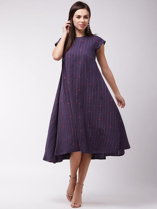 Navy Blue Striped Dress