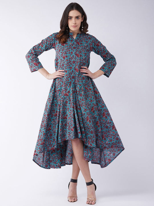 Green Maroon Kalamkari Dress