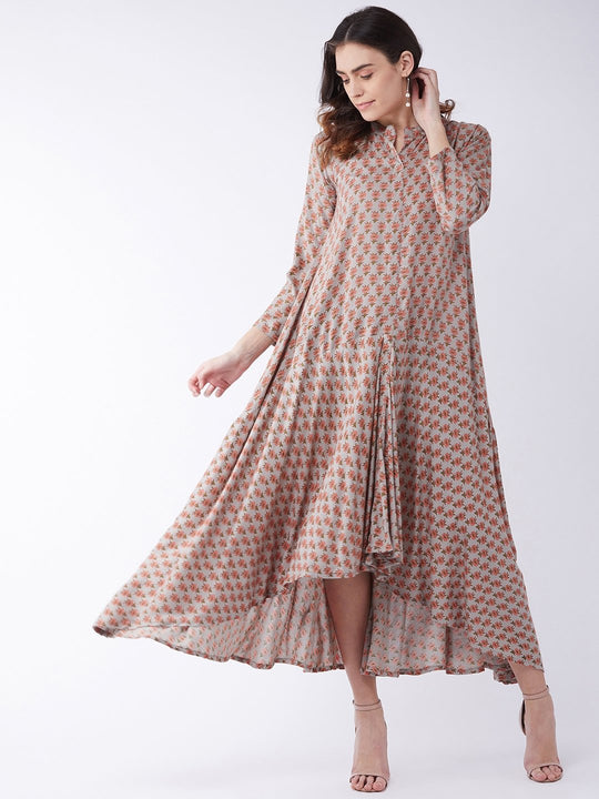 Grey And Pink Boota Dress