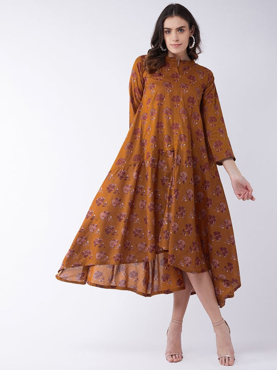 Mud Maroon Frilled Dress