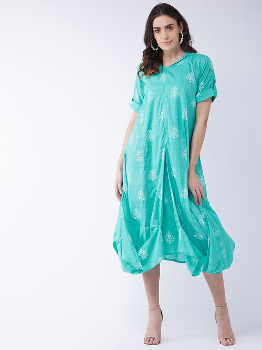 Sea Green Cowl Dress