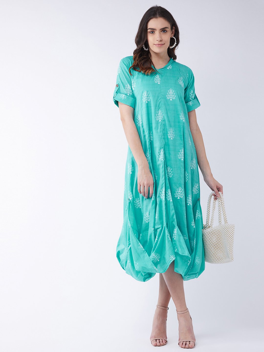 Sea Green Cowl Dress