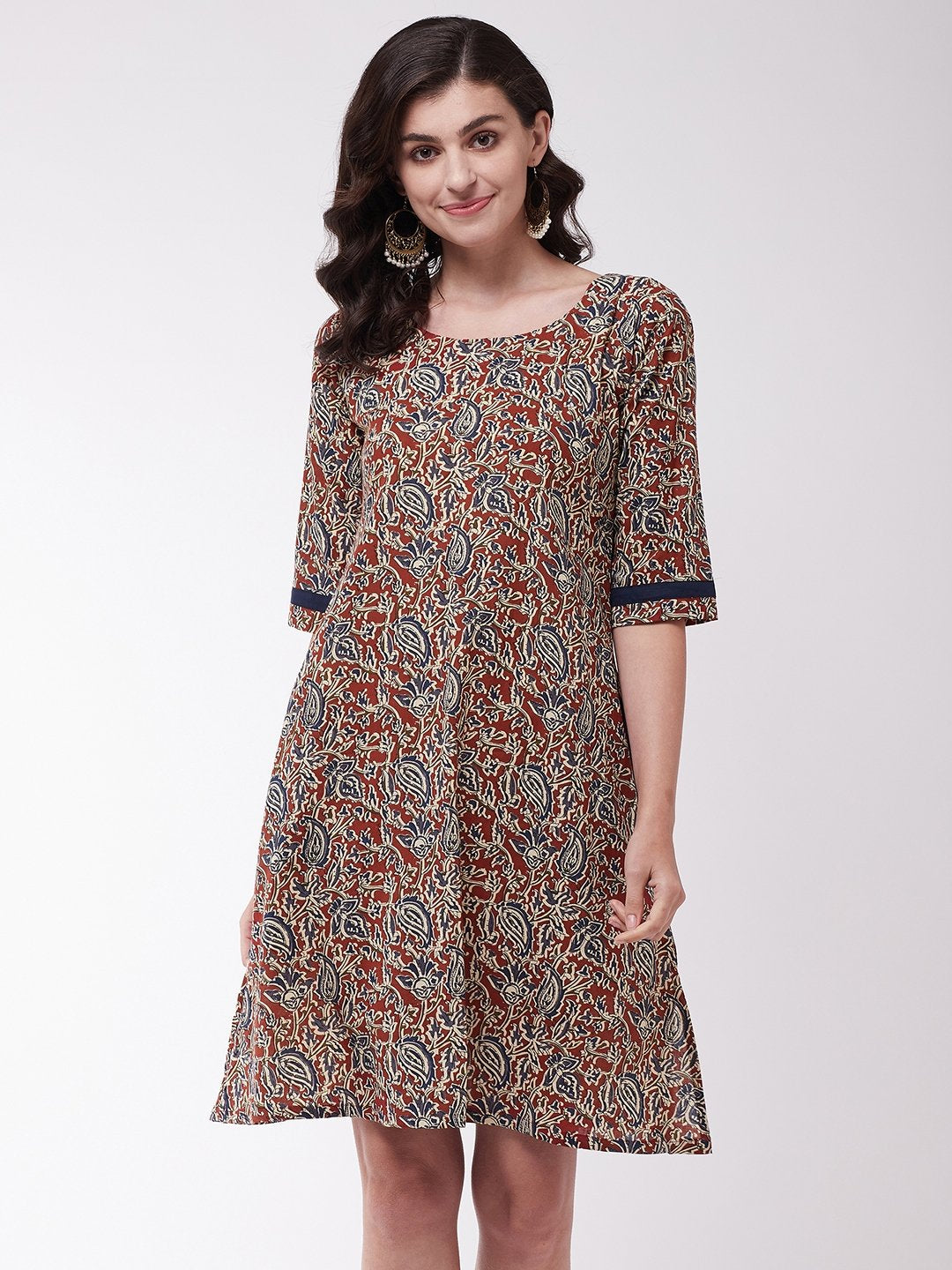 Maroon Kalamkari Short Dress