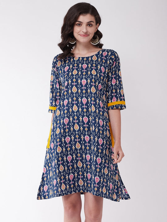 Blue Patola Print Dress