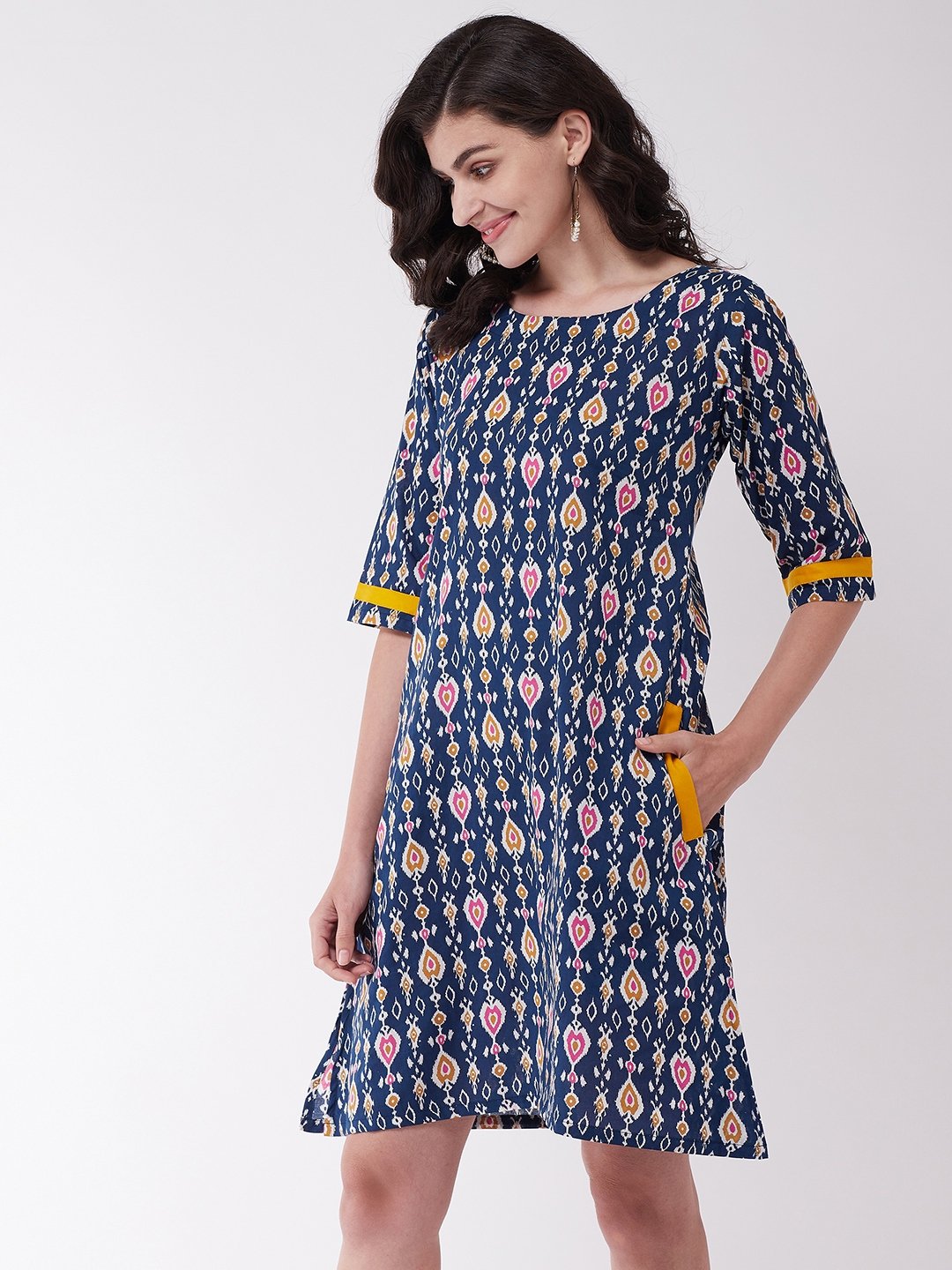 Blue Patola Print Dress
