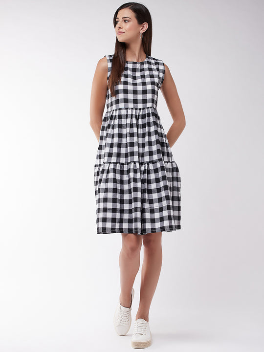 Black Check Sleeveless Dress