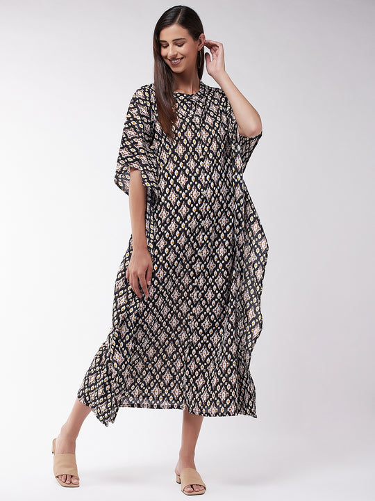 Black Patola Kaftan Dress