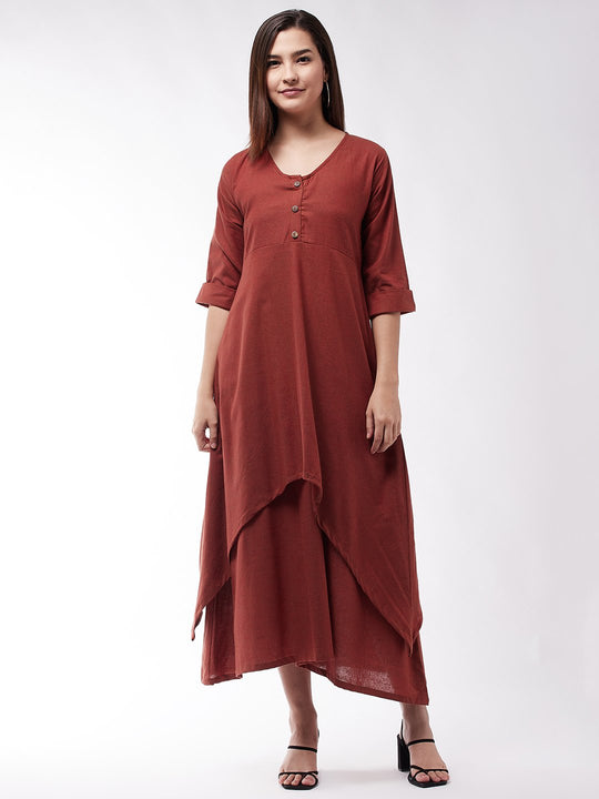 Russet Long Asymmetrical Dress