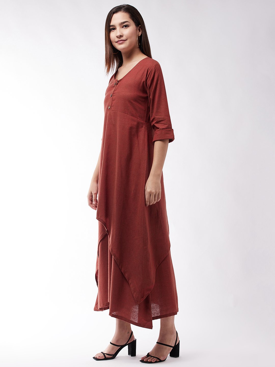 Russet Long Asymmetrical Dress