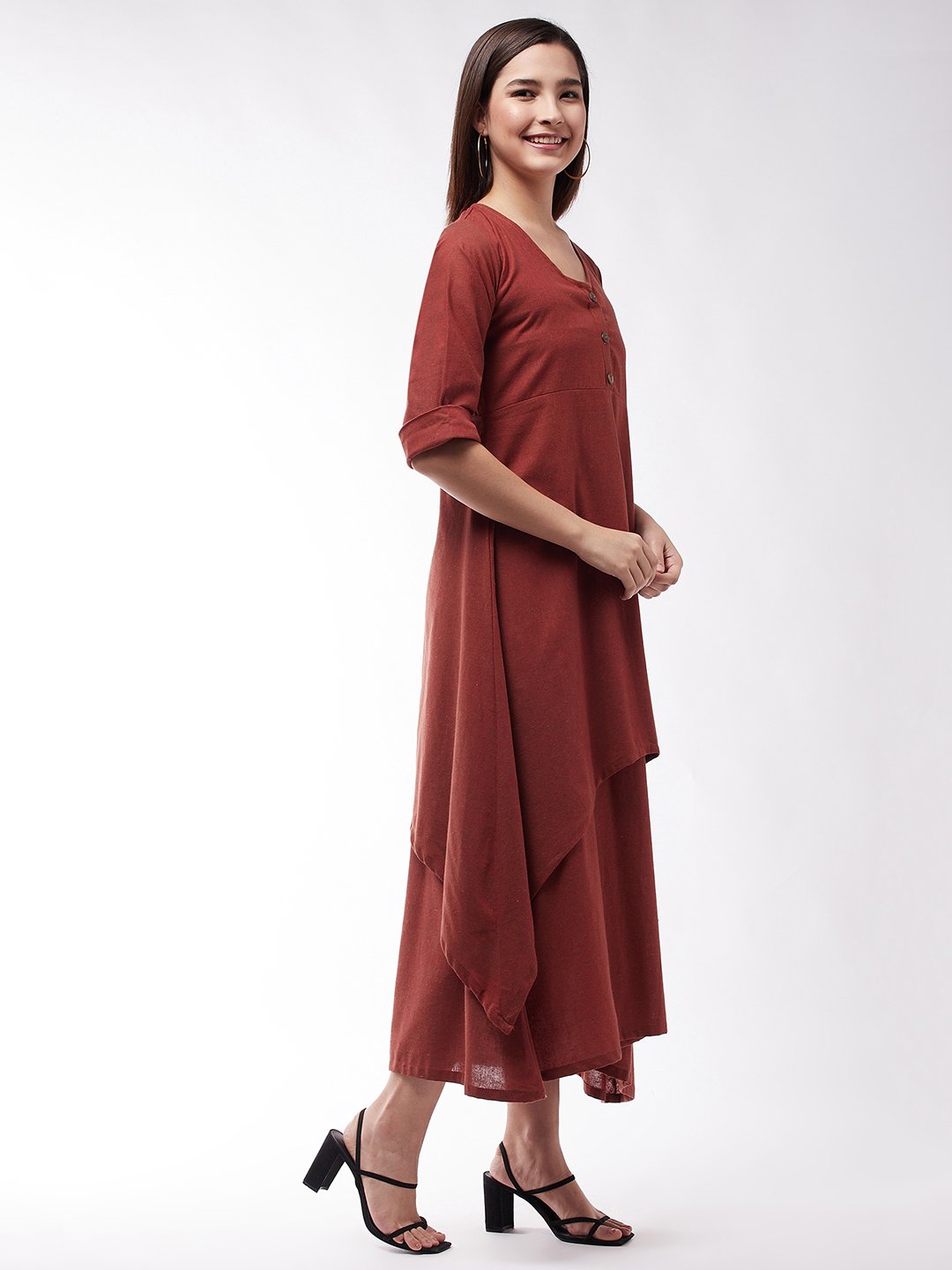 Russet Long Asymmetrical Dress
