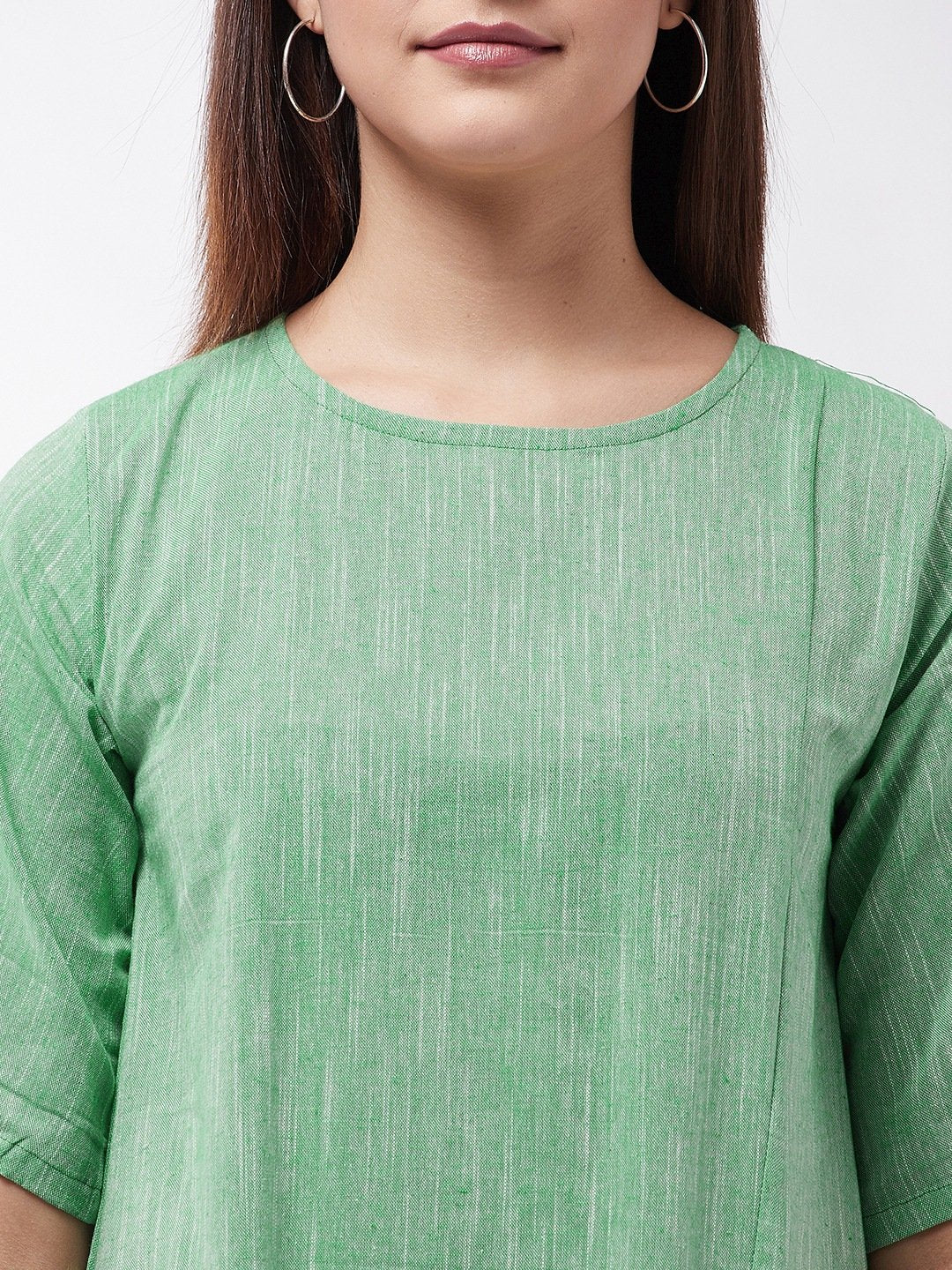 Emerald Dress With Red Check Panel