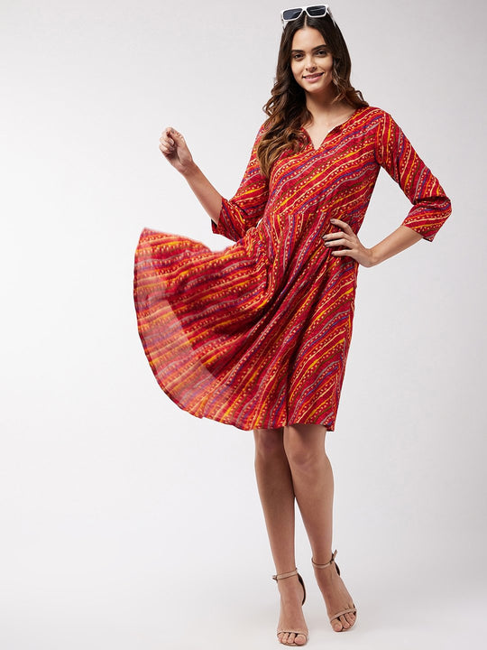 Hot Pink Lahariya Dress