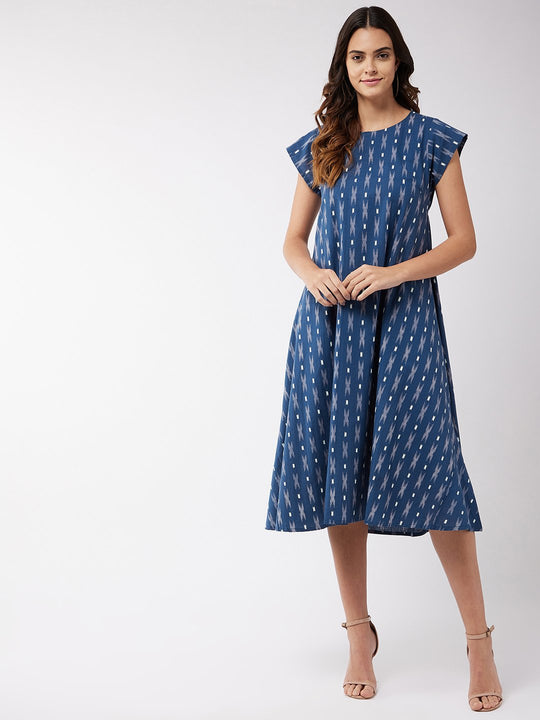 Berry Blue Ikkat Dress