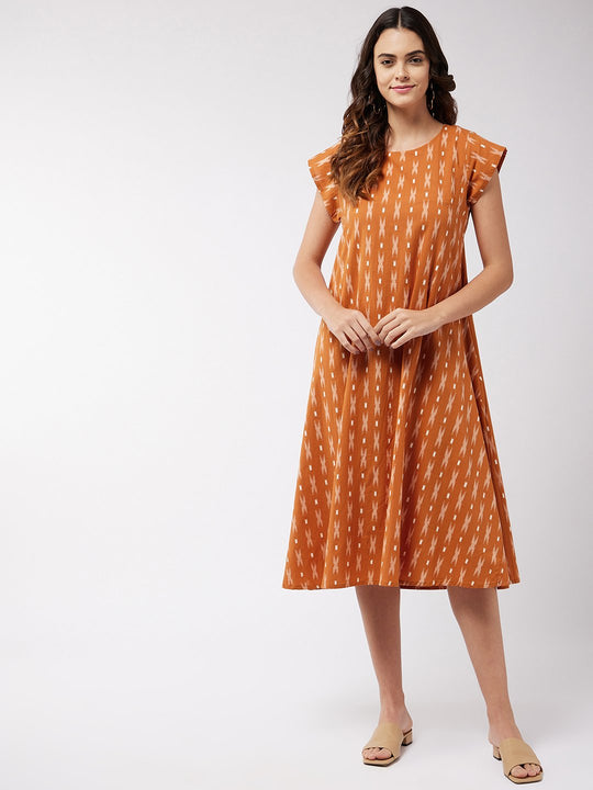 Honey Yellow Ikkat Dress