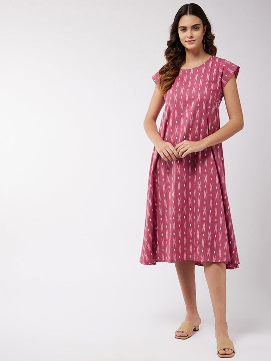 Rose Pink Ikkat Dress