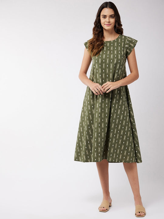 Moss Green Ikkat Dress