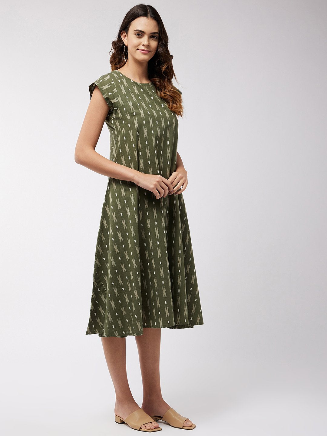 Moss Green Ikkat Dress