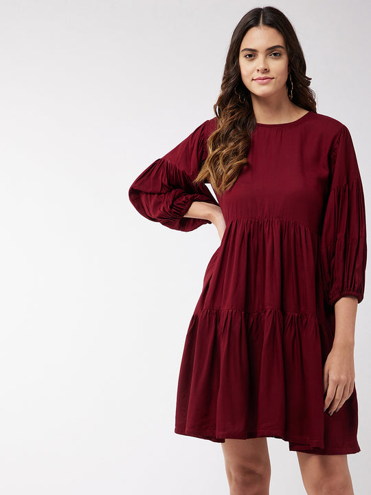 Barn Red Flared Short Dress