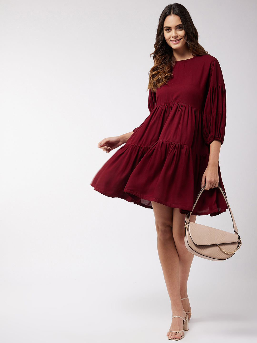 Barn Red Flared Short Dress Barn Red Flared Short Dress