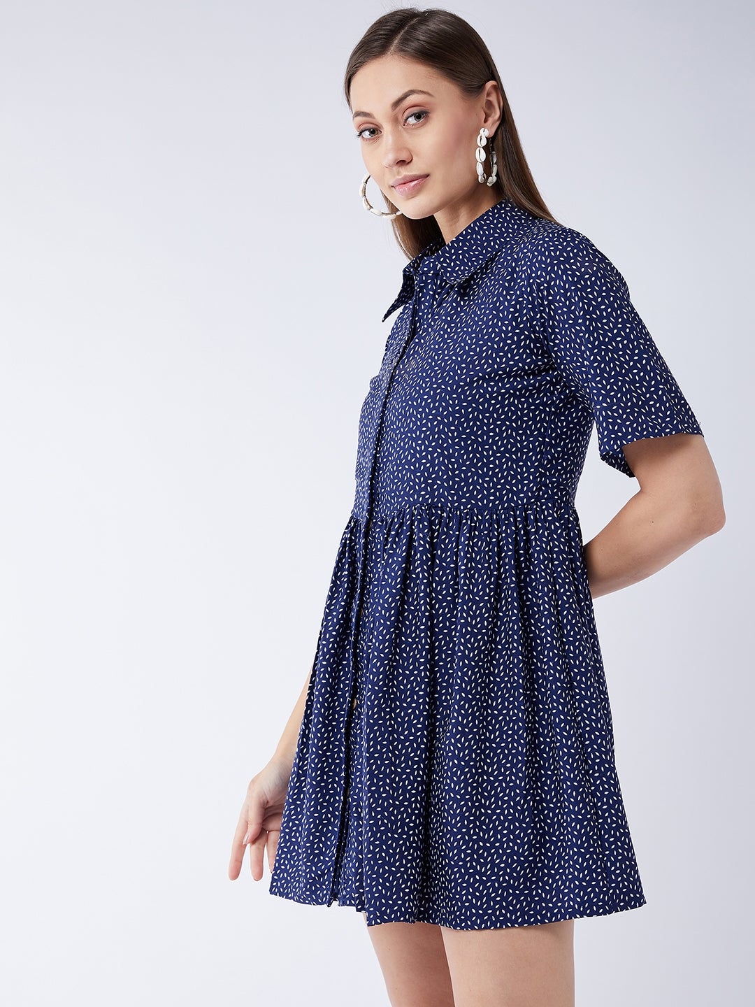 Electric Blue Collared Western Dress