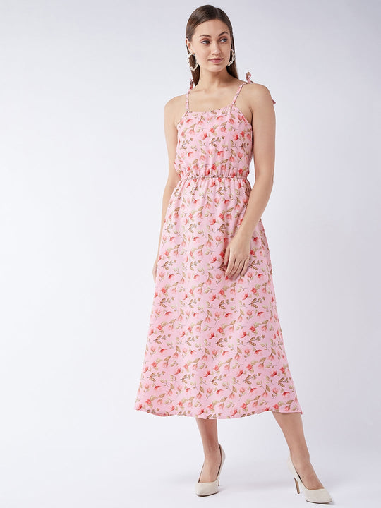 Baby Pink Floral Elasticated Dress
