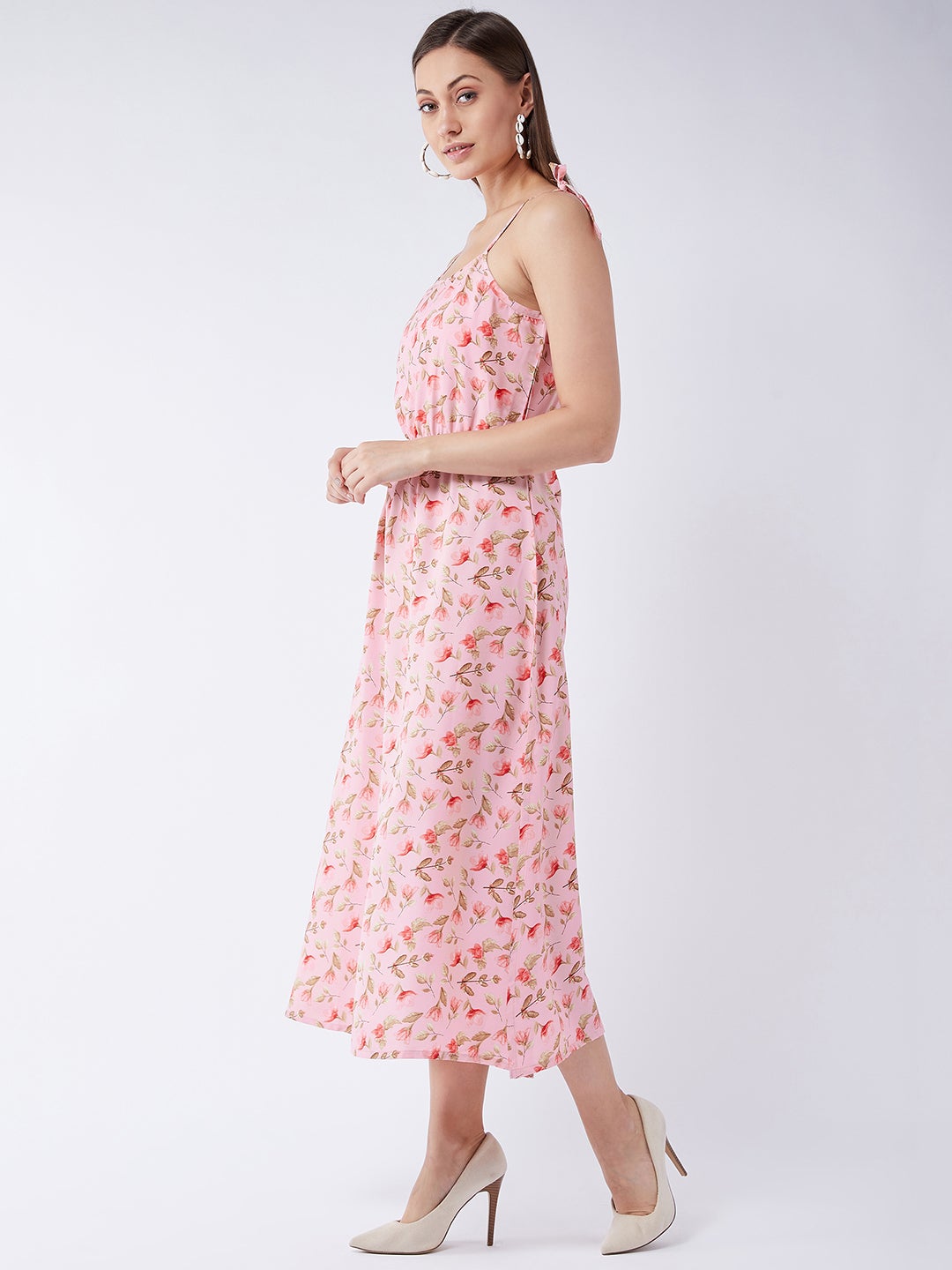 Baby Pink Floral Elasticated Dress
