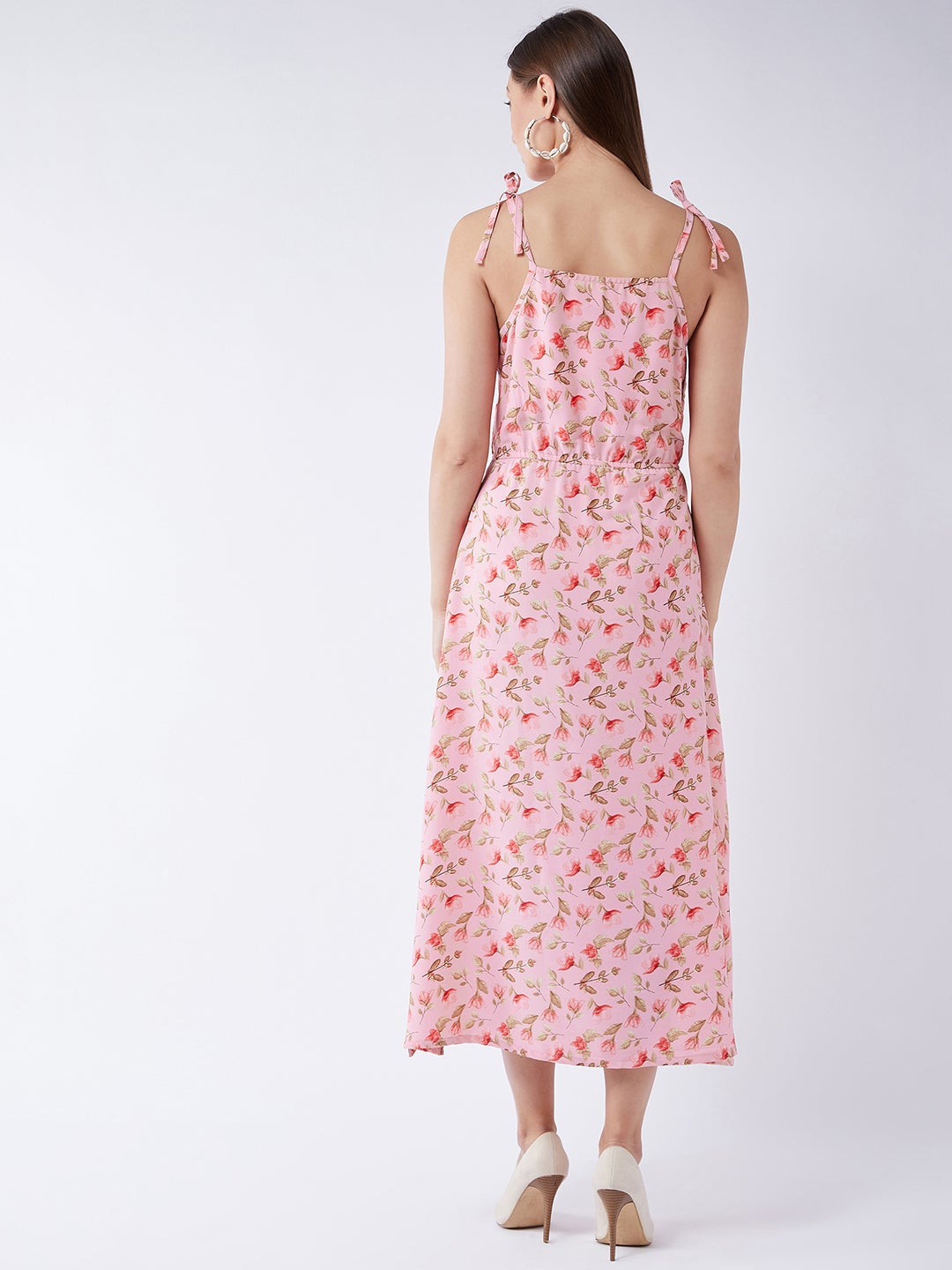 Baby Pink Floral Elasticated Dress