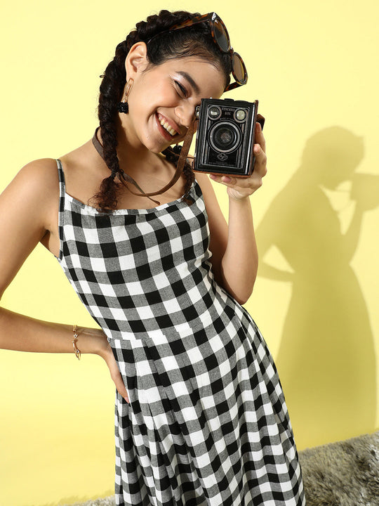 Black & White Check Strappy Dress