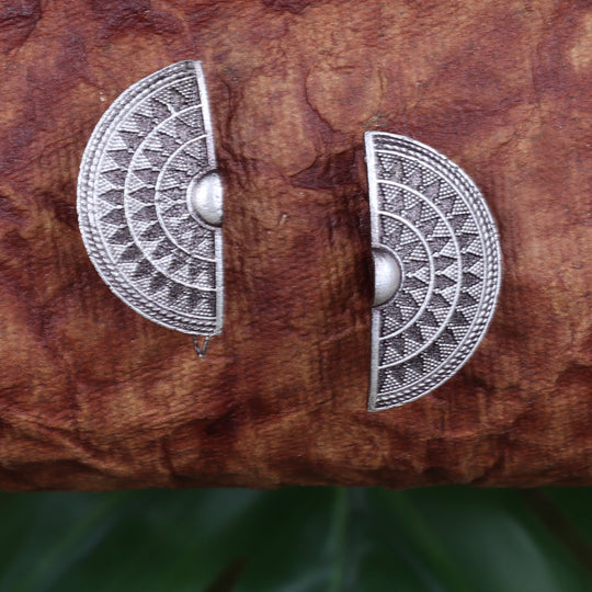 Oxidised Half Moon Earings