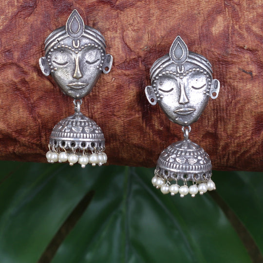 Oxidised German Silver Faces Earrings