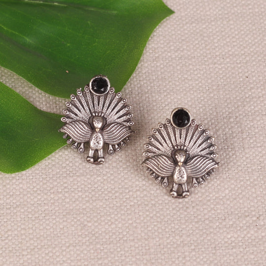 German Silver Earings With Bird Motif