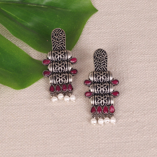 Tribal Art Earings With Stone Work