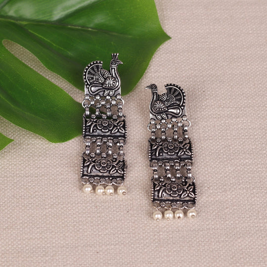Bird Motif Earings In German Silver