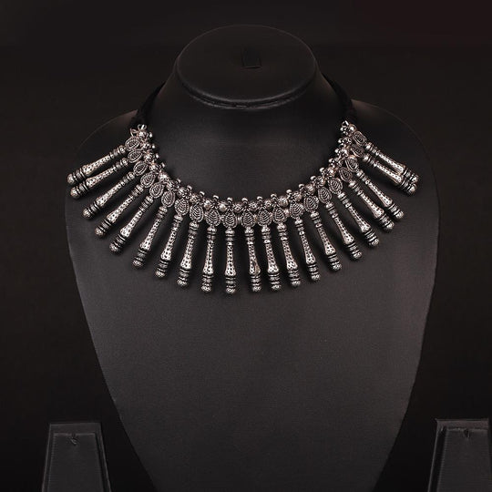 Boho Neckpiece In Oxidised German Silver