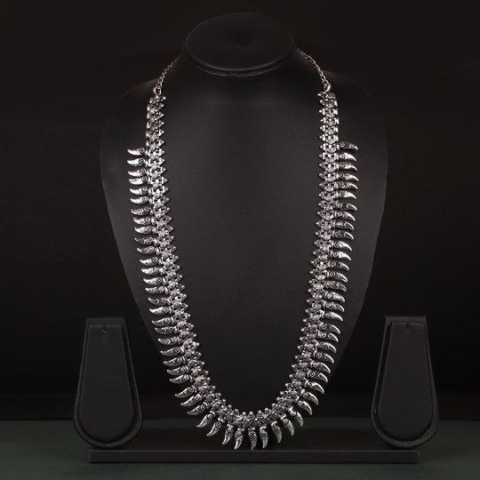 Ethnic Motifs Long Neckpiece In German Silver