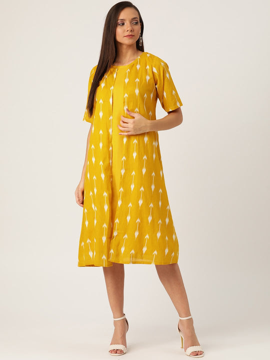 YELLOW ARROW DRESS WITH SHRUG