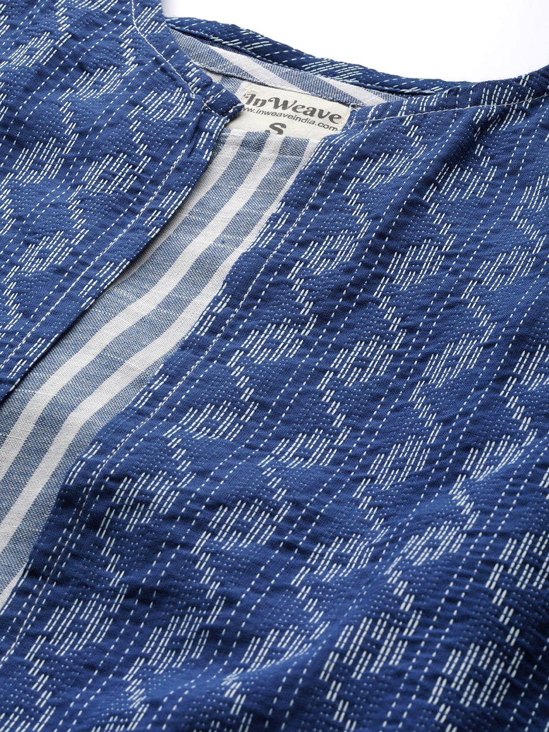 BLUE KANTHA DRESS WITH SHRUG
