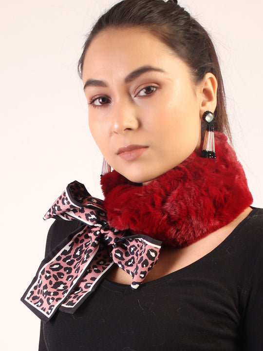 Fur Neckpiece  Maroon