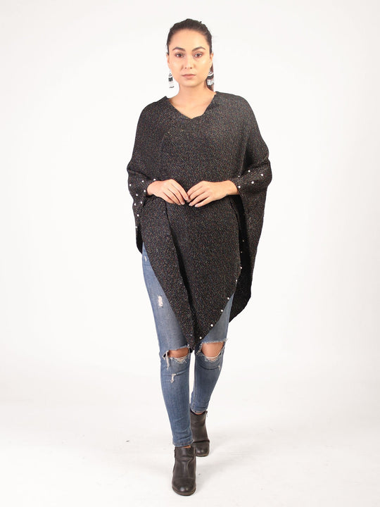 Poncho With Pearl  Black